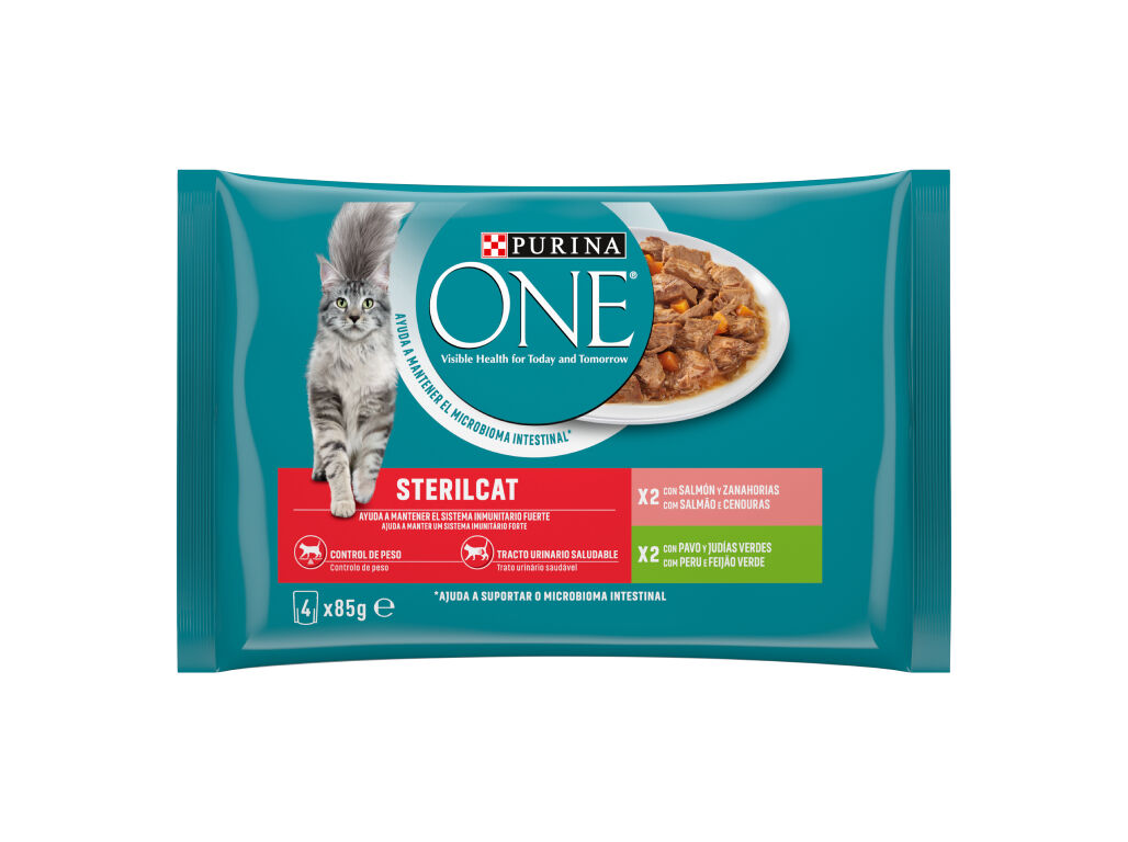 COMIDA H&Uacute;MIDA PARA GATO PURINA ONE ESTERILIZADO 4X85G image number 0