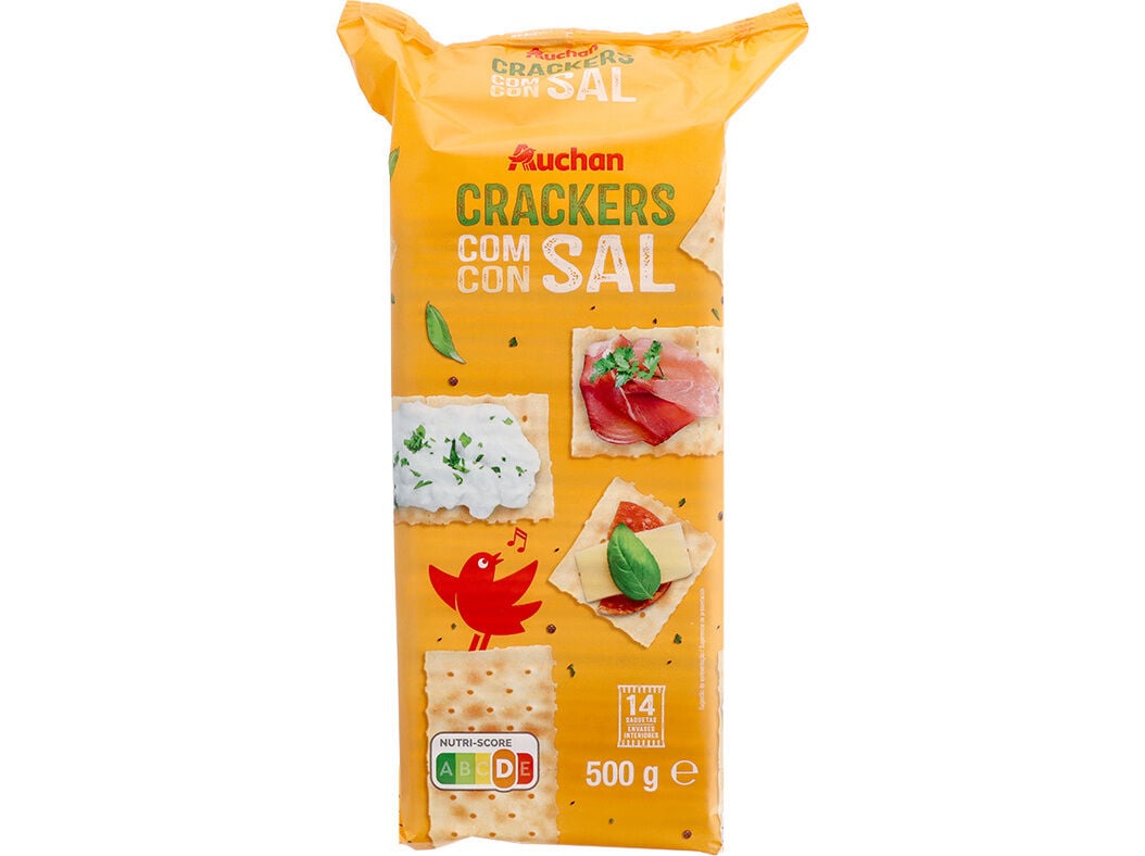 BOLACHA CREAM CRACKER AUCHAN COM SAL 500G 14SAQ
