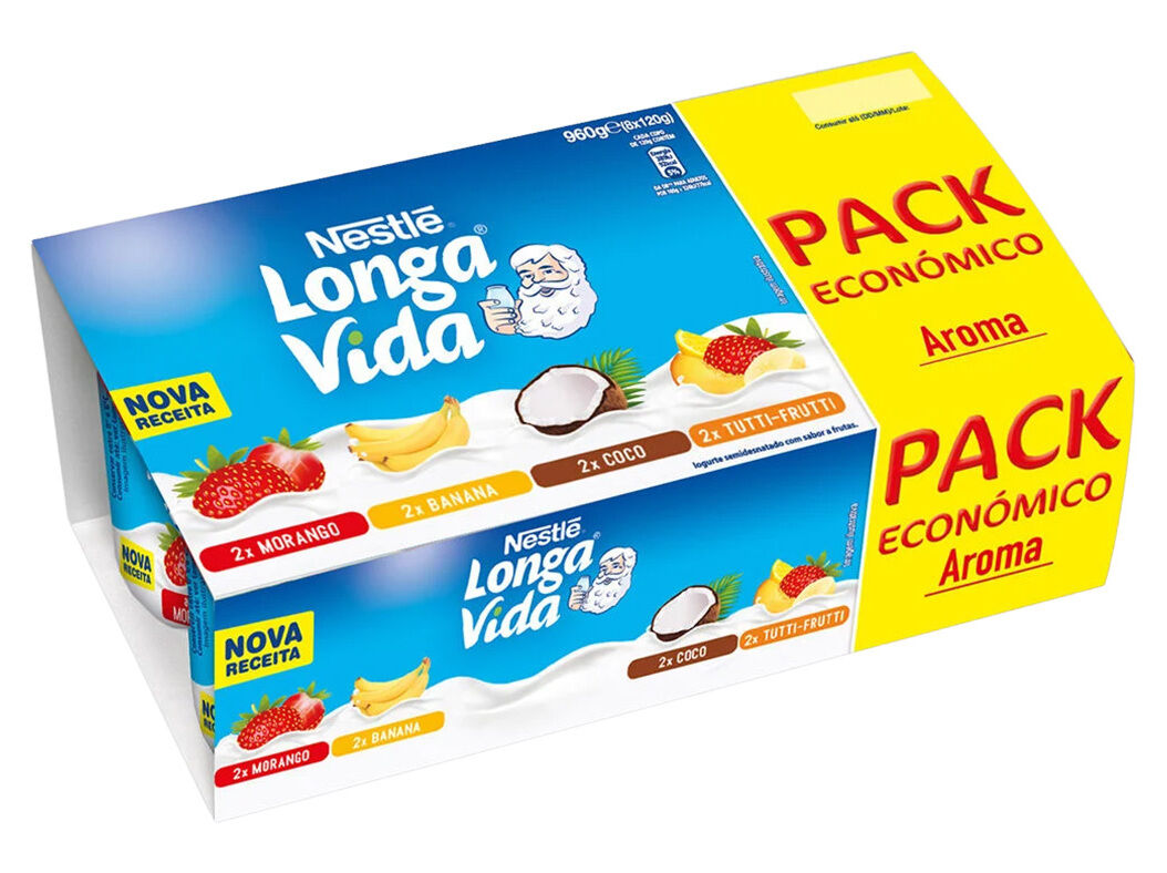 IOGURTE LONGA VIDA AROMA PACK ECON&Oacute;MICO 4 SABORES 8X120G image number 0