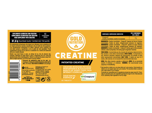 SUPLEMENTO GOLDNUTRITION CREATINE 1000MG 60 COMP image number 1