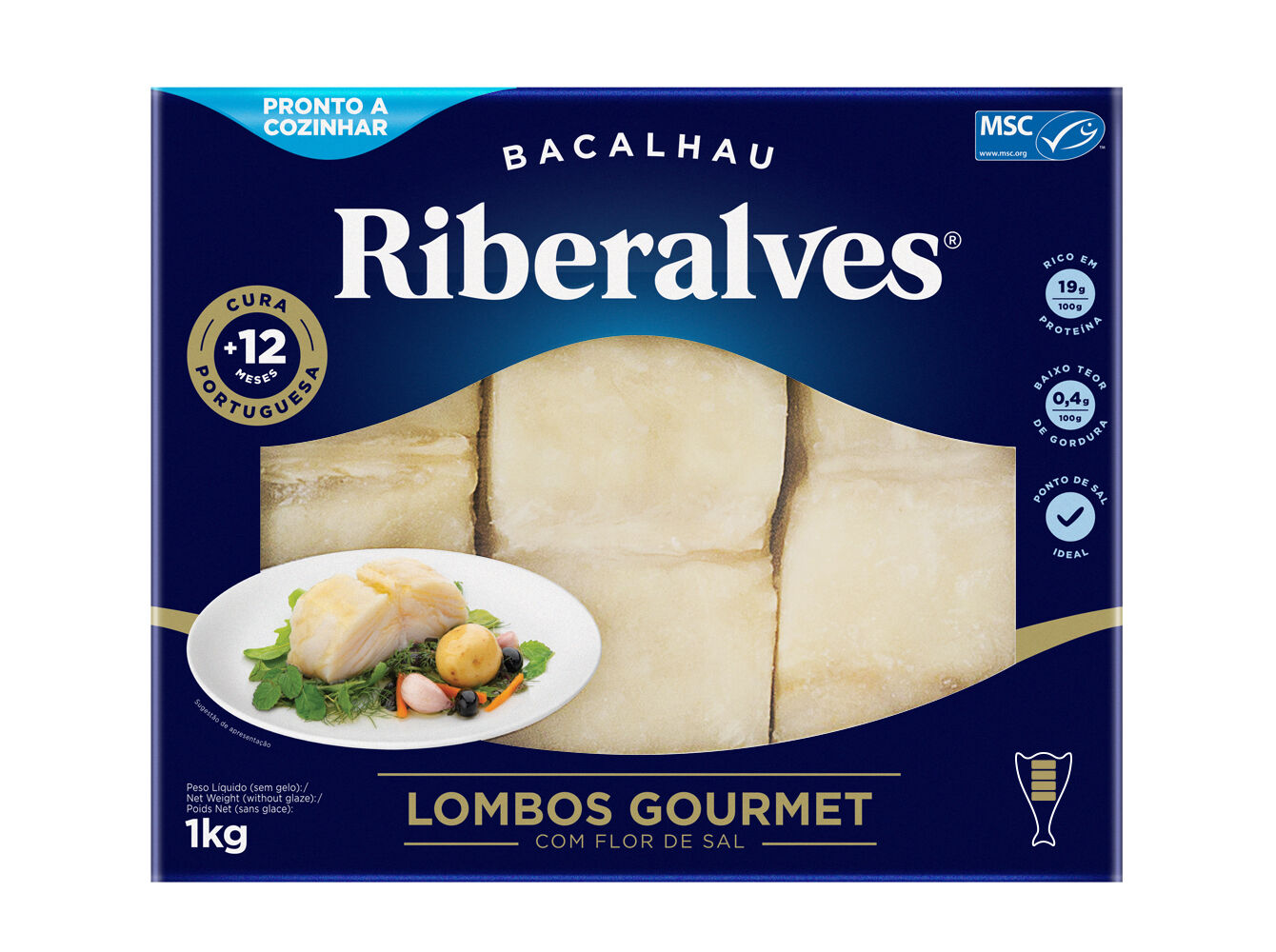 BACALHAU RIBERALVES DEMOLHADO LOMBOS GOURMET 12 MESES CURA 1KG