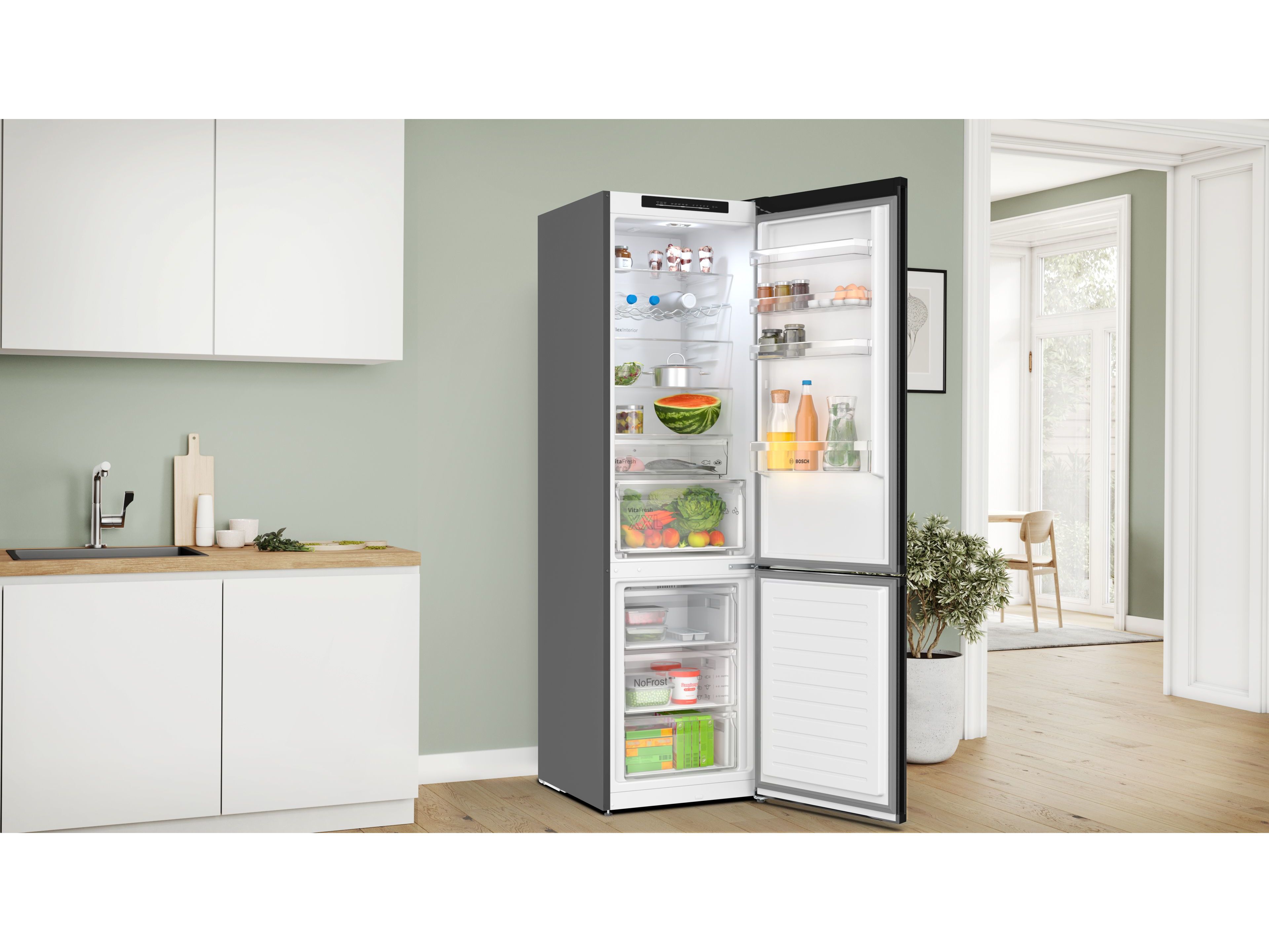 FRIGOR&Iacute;FICO COMBINADO BOSCH KGN392XCF (NO FROST C 203CM 363L PRETO) image number 1