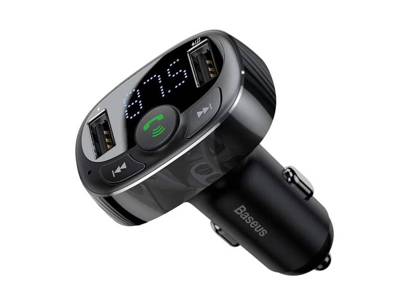 CARREGADOR DE ISQUEIRO BASEUS S-09A 3.4A DUAL USB-A + TRANSMISSOR FM/BLUETOOTH/MICROSD PRETO image number 2