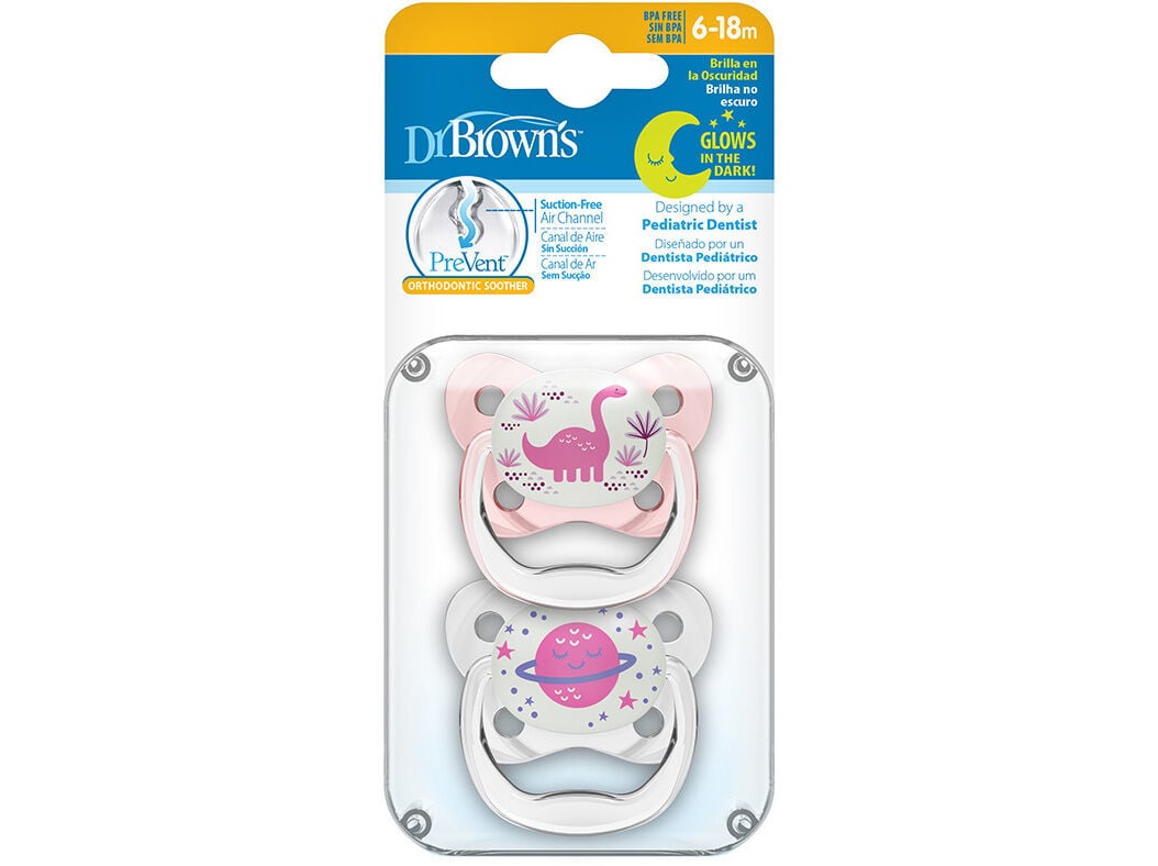 CHUPETA DR. BROWN'S PREVENT NOITE ROSA 6-18M 2UN image number 0