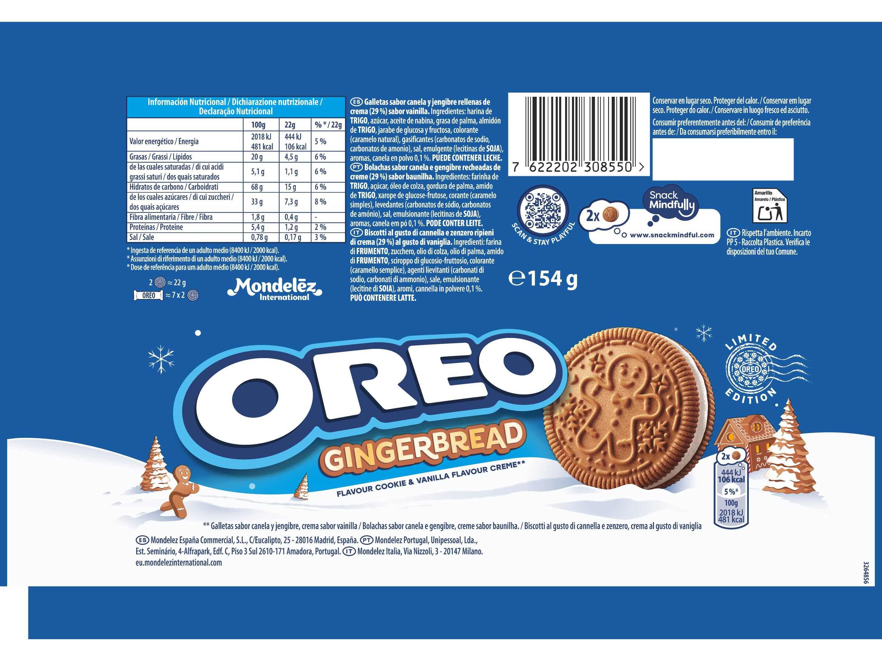 BOLACHA OREO GINGERBREAD 154G image number 1