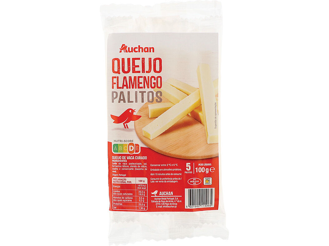 QUEIJO FLAMENGO AUCHAN PALITOS SNACK`S 5X20G 100G