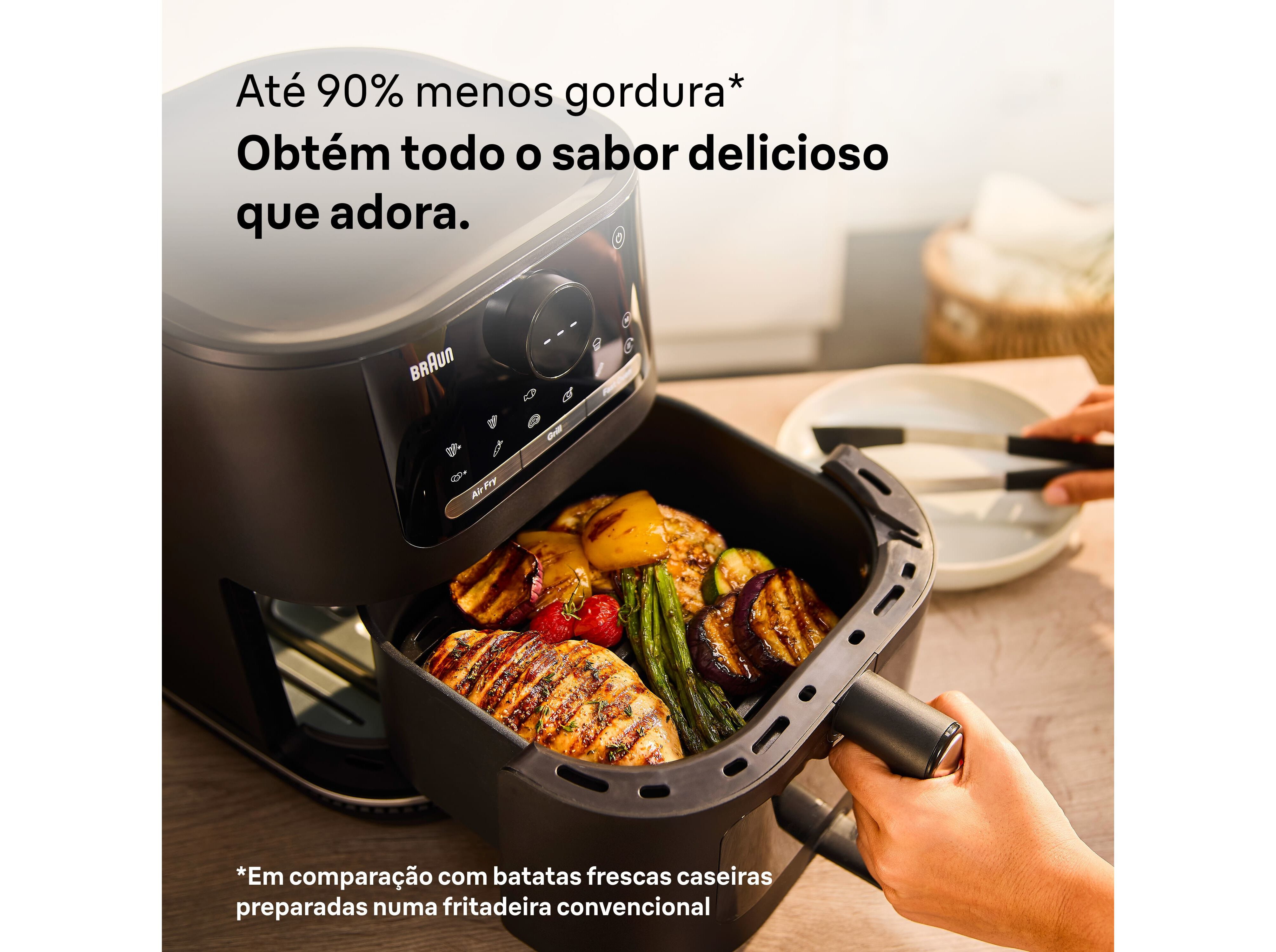 FRITADEIRA AIR FRYER BRAUN HF5073BK 6L PRETA image number 4