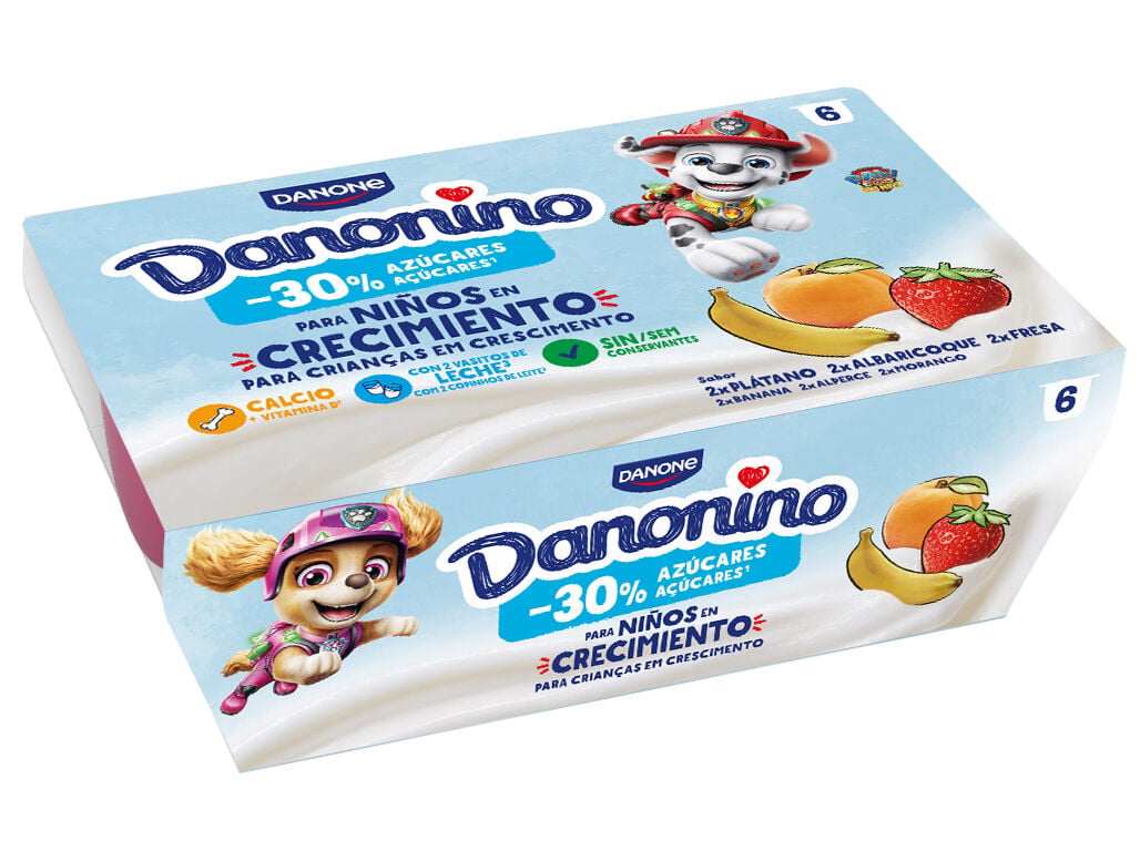 IOGURTE DANONINO -30% A&Ccedil;UCAR MORANGO BANANA E PESSEGO 6X50G image number 0