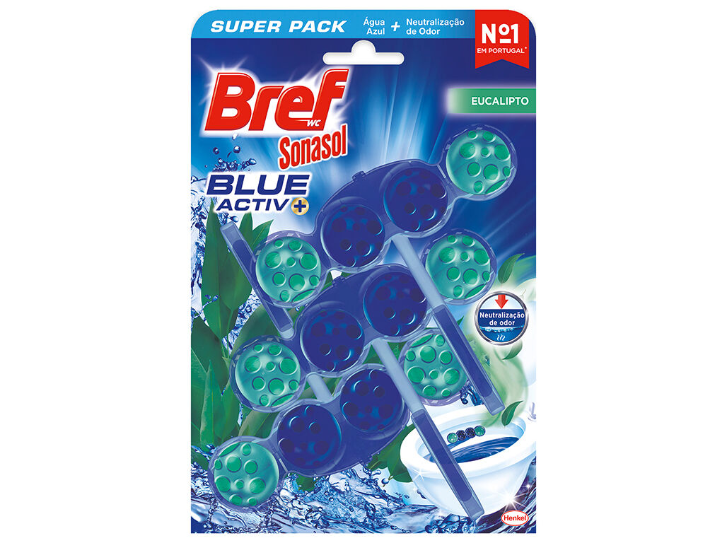BLOCO BREF SONASOL SANITARIO BLUE ACTIVE EUCALIPTO 3X50G image number 0