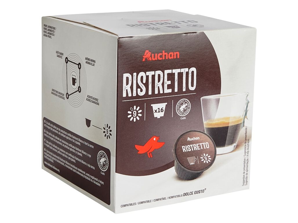 C&Aacute;PSULAS CAF&Eacute; DG AUCHAN RISTRETTO INT.9 16UN