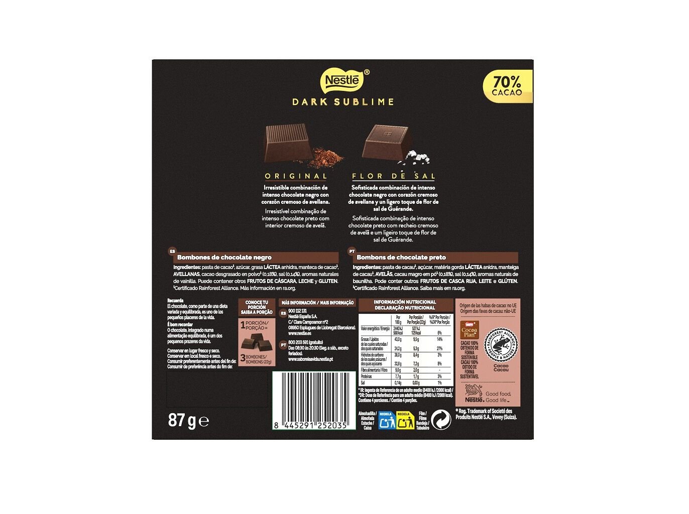 BOMBONS NESTL&Eacute; DARK SUBLIME 87G image number 1