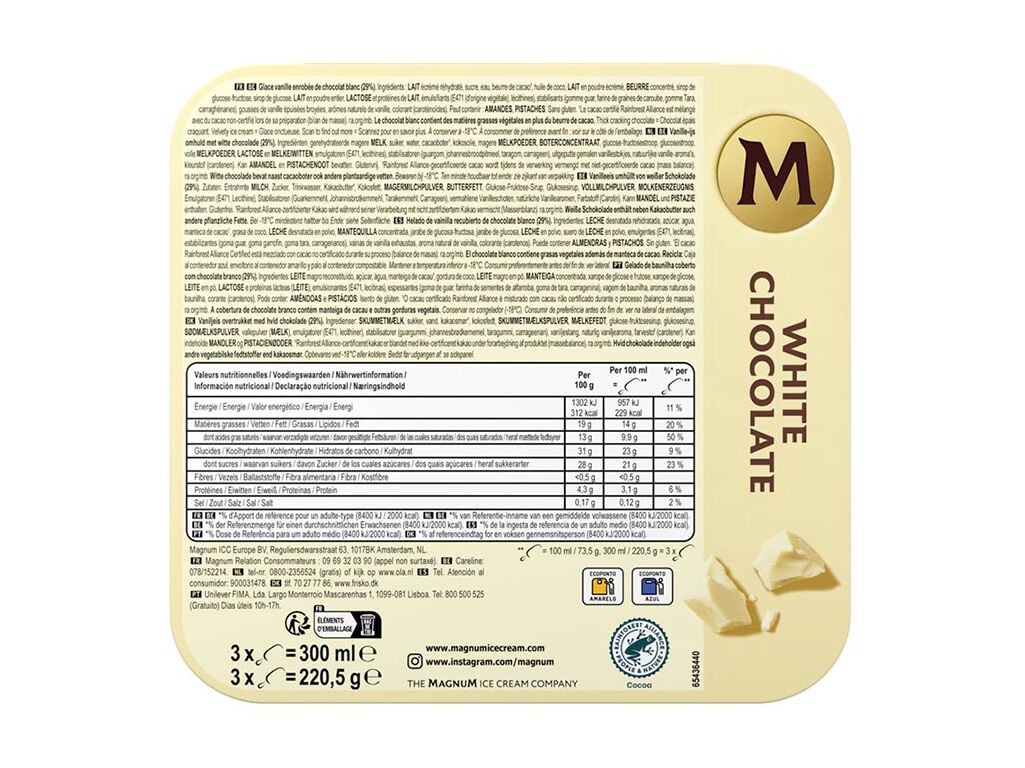 GELADO MAGNUM BRANCO 3X100ML image number 1