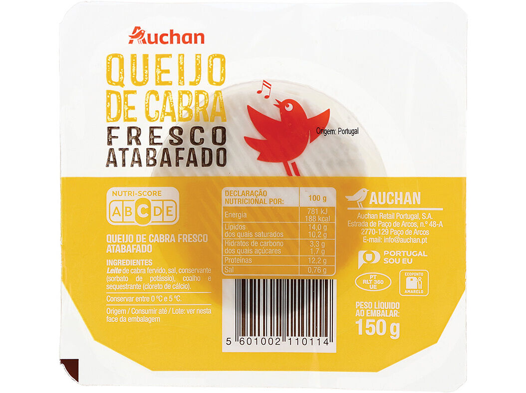 QUEIJO FRESCO DE CABRA AUCHAN ATABAFADO 150G image number 0