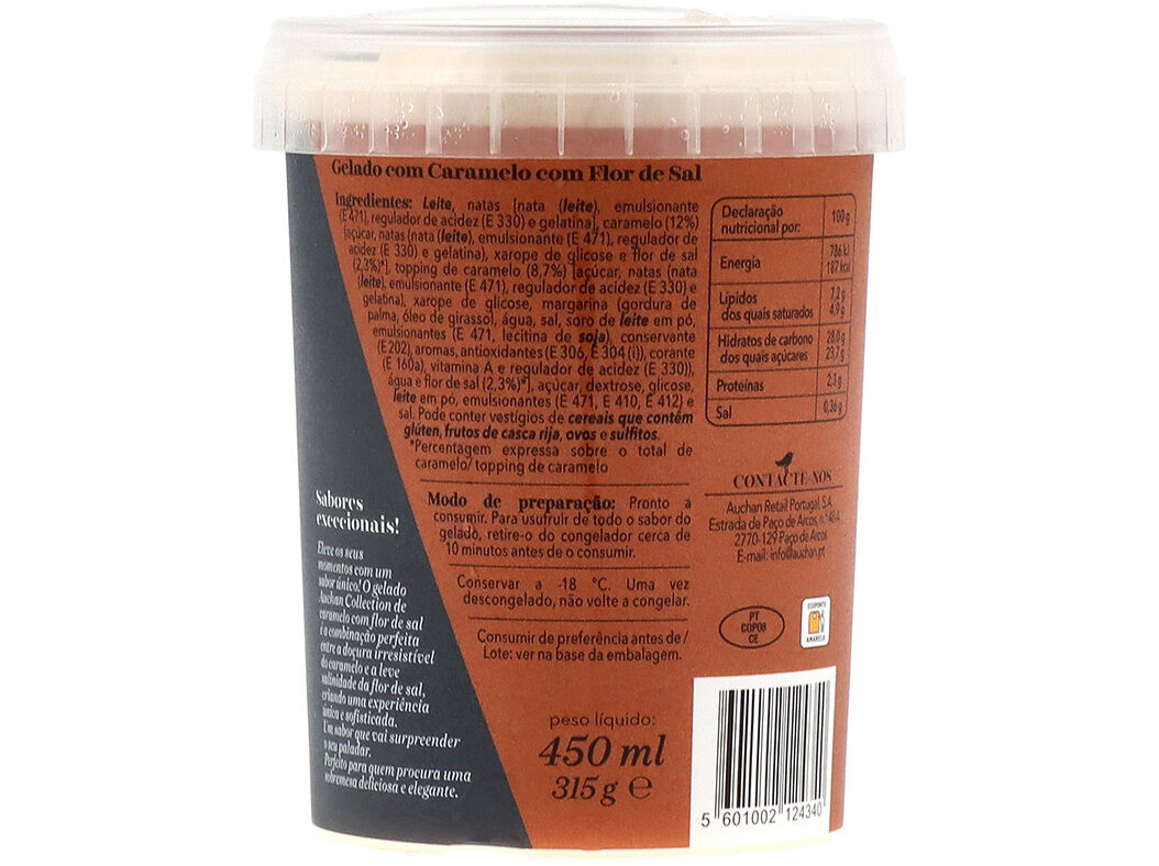GELADO AUCHAN COLLECTION CARAMELO COM FLOR DE SAL 450ML image number 1
