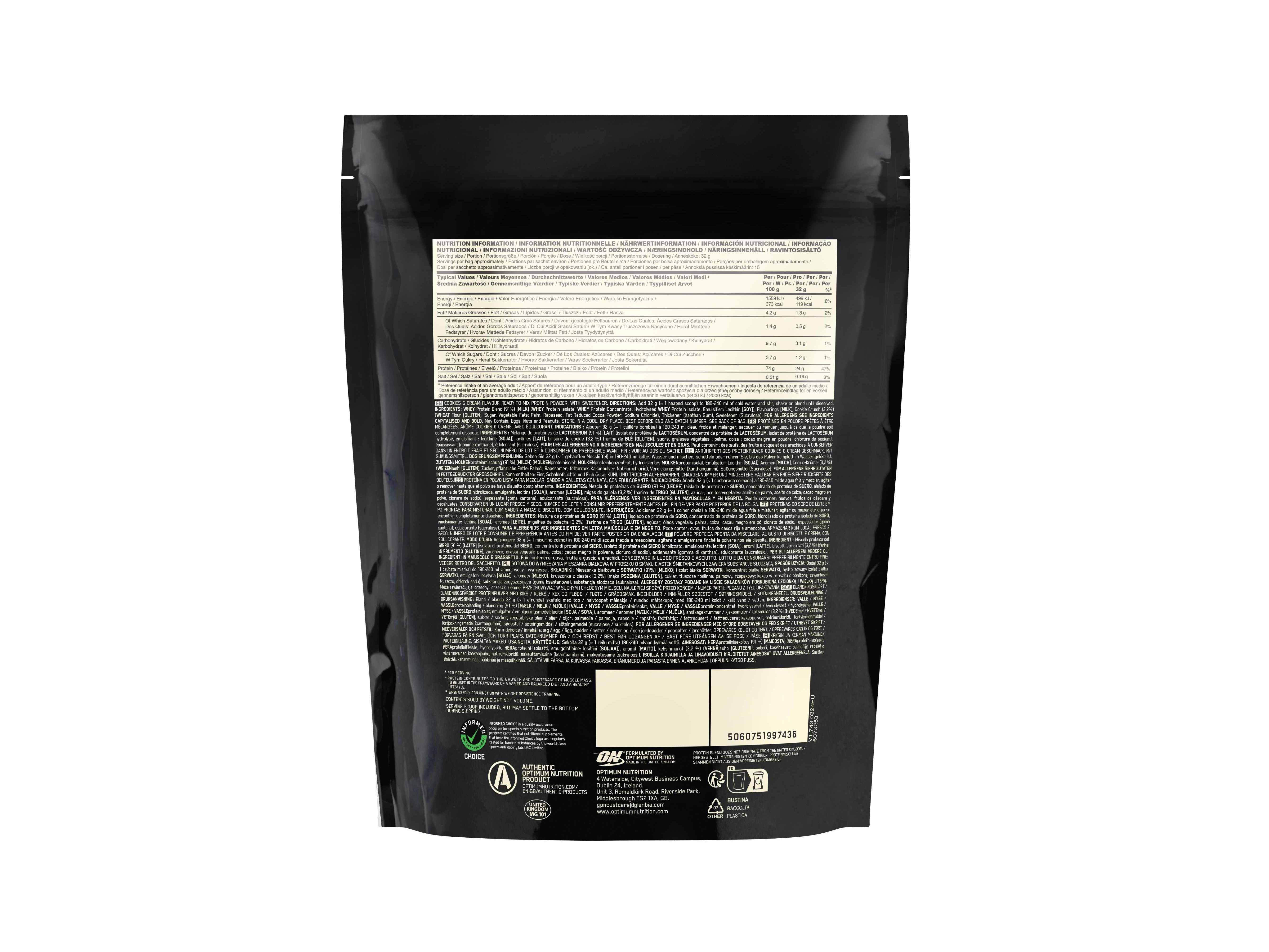 PROTEINA WHEY OPTIM NUT COOKIES & CREAM 480G image number 1