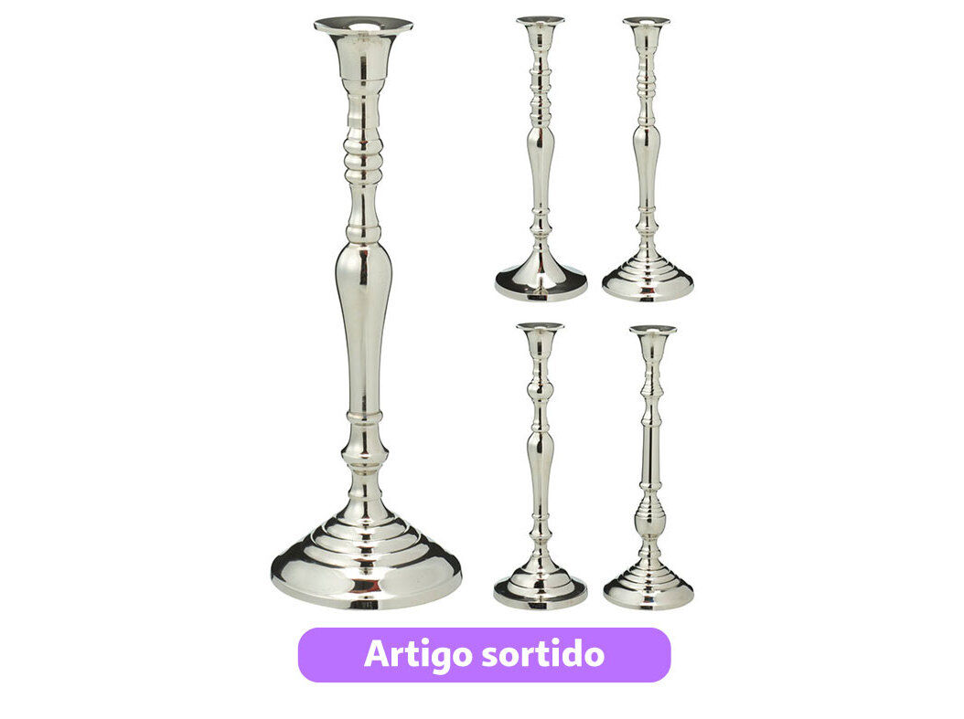 SUPORTE DE VELA PRATEADO 10X10X29CM image number 0