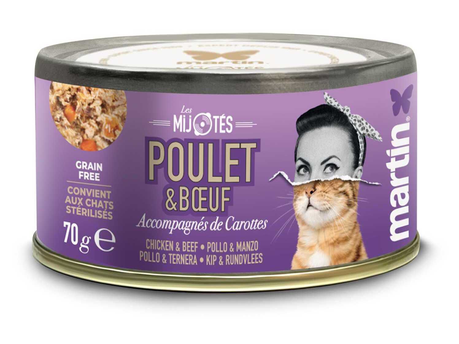 COMIDA H&Uacute;MIDA MARTIN SELLIER GATO FRANGO&VACA 70G image number 0