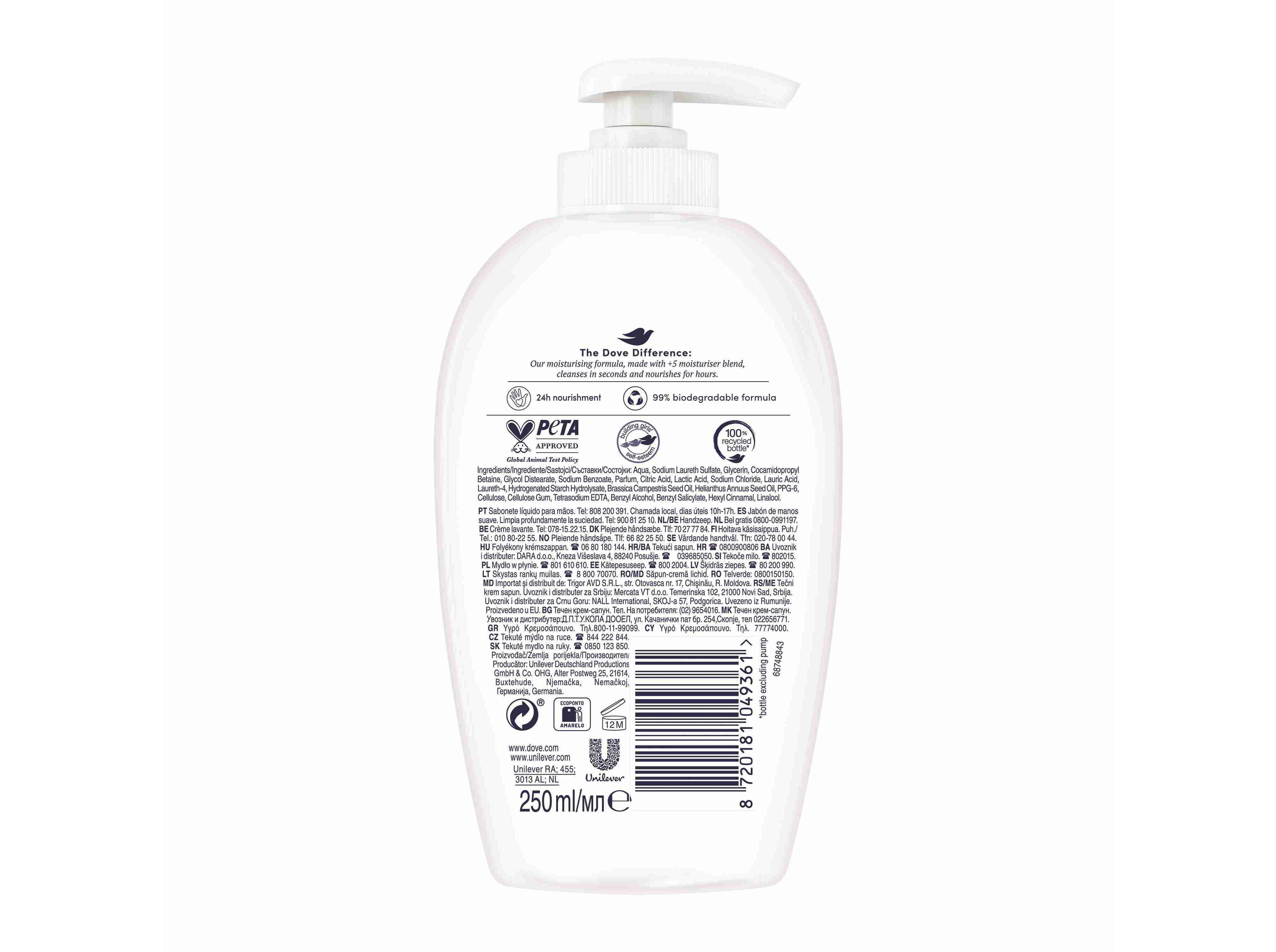 SABONETE DOVE L&Iacute;QUIDO PROTECT&CARE 250ML image number 2