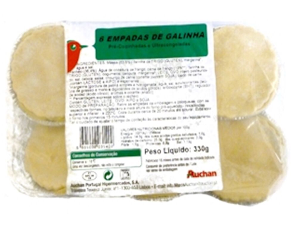 EMPADAS AUCHAN DE FRANGO 6UN 390G image number 0