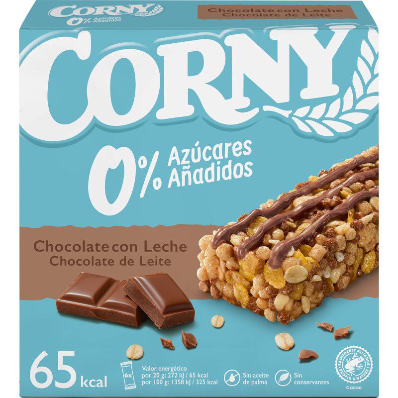 BARRAS CEREAIS CORNY 0% CHOCOLATE 6X20 G image number 0