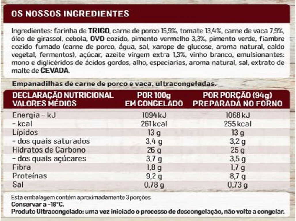 EMPANADILHAS IGLO CARNE 312G image number 1