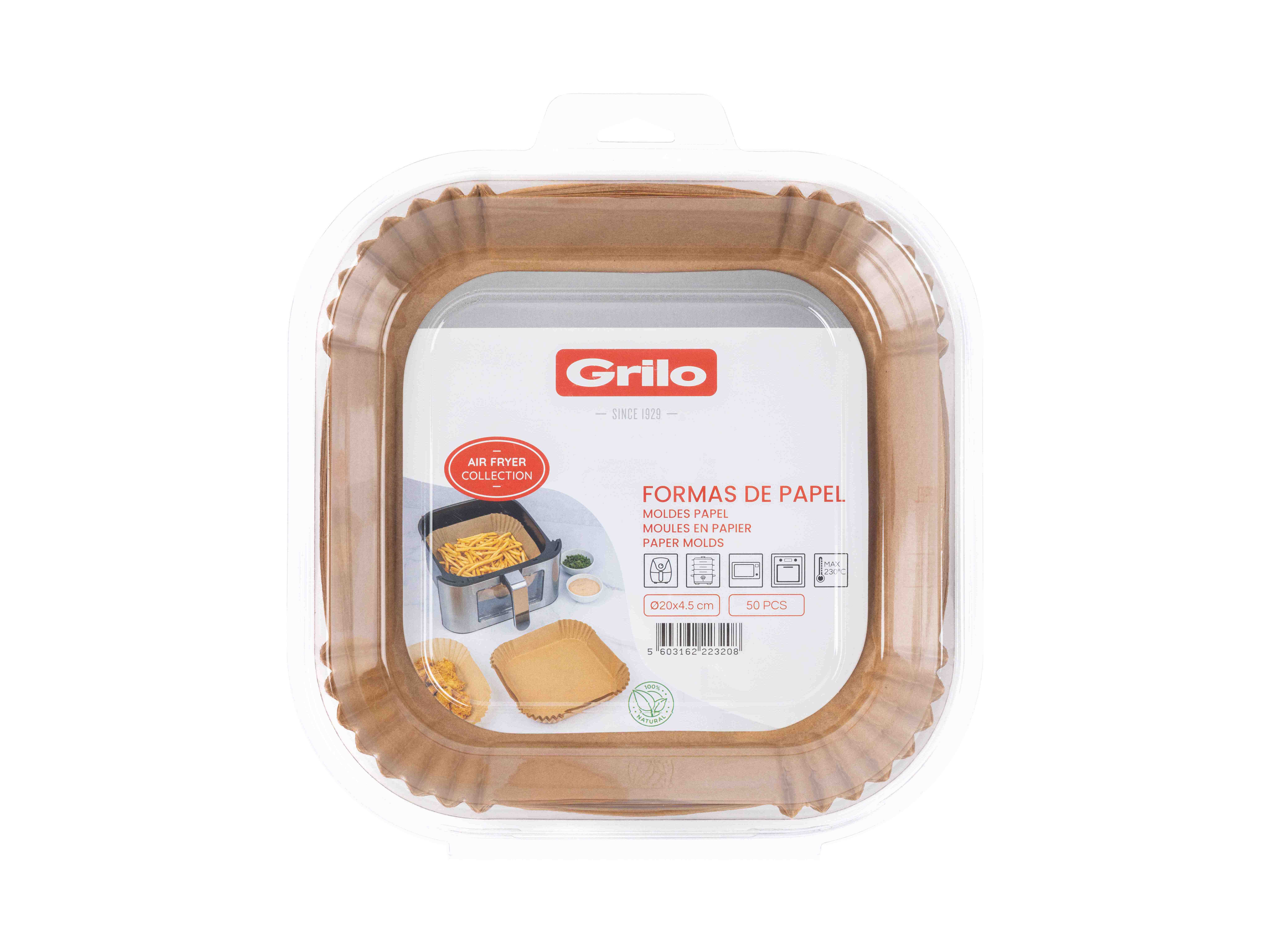 FORMAS AIR FRYER GRILO PAPEL QUADRADAS 20CM 50 UNIDADES image number 2
