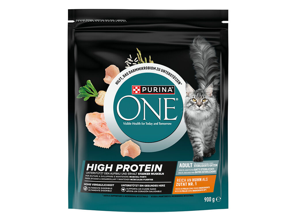RA&Ccedil;&Atilde;O GATO PURINA ONE HIGH PROTEIN FRANGO 900G image number 1