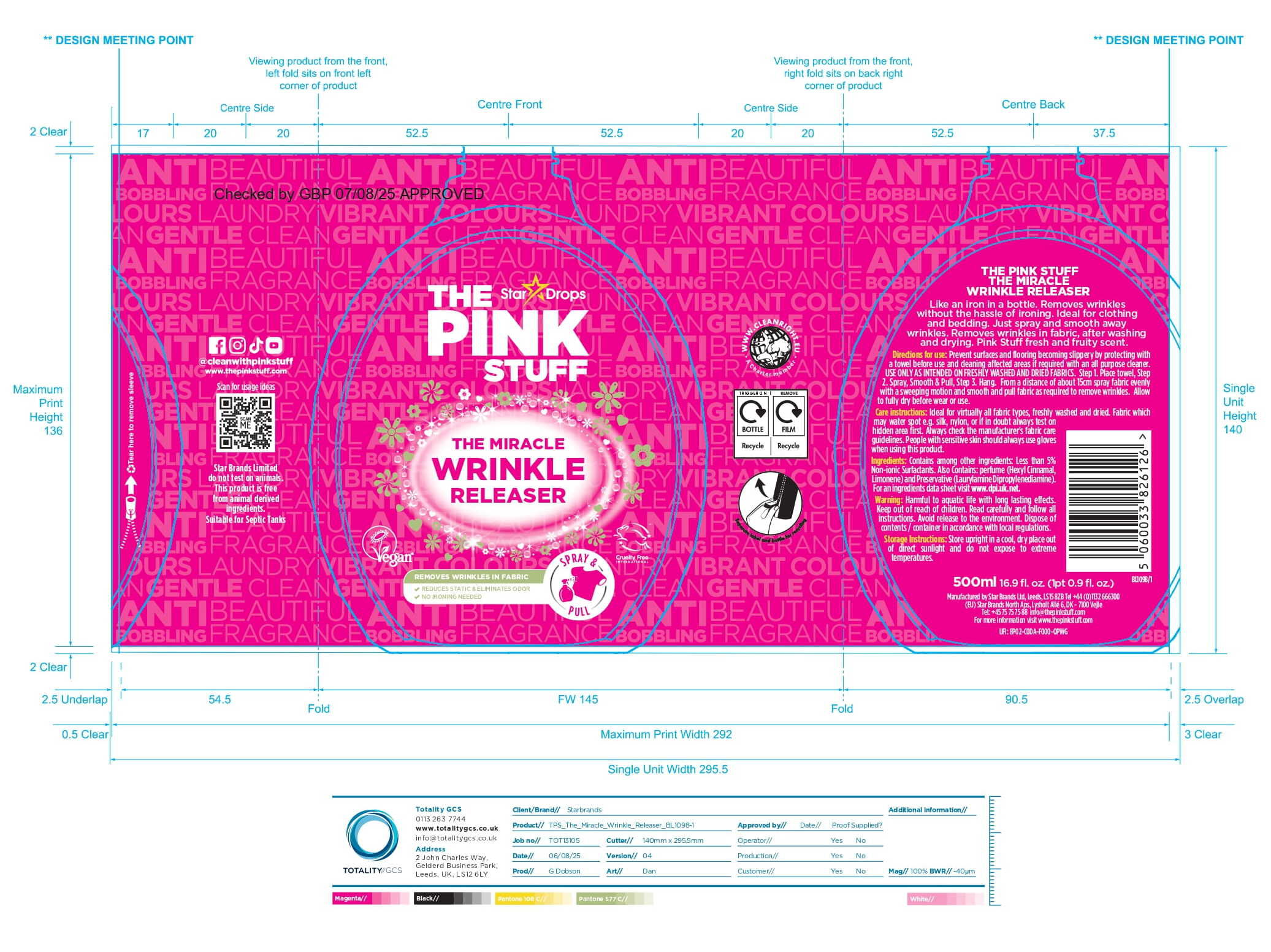 SPRAY ANTI-VINCOS PINK STUFF PERFUMADO 500ML image number 1