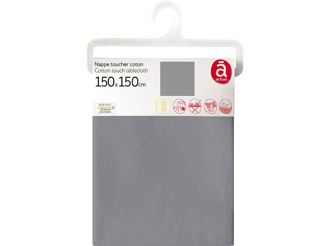 TOALHA MESA 100%POL ACTUEL CINZA 150X150