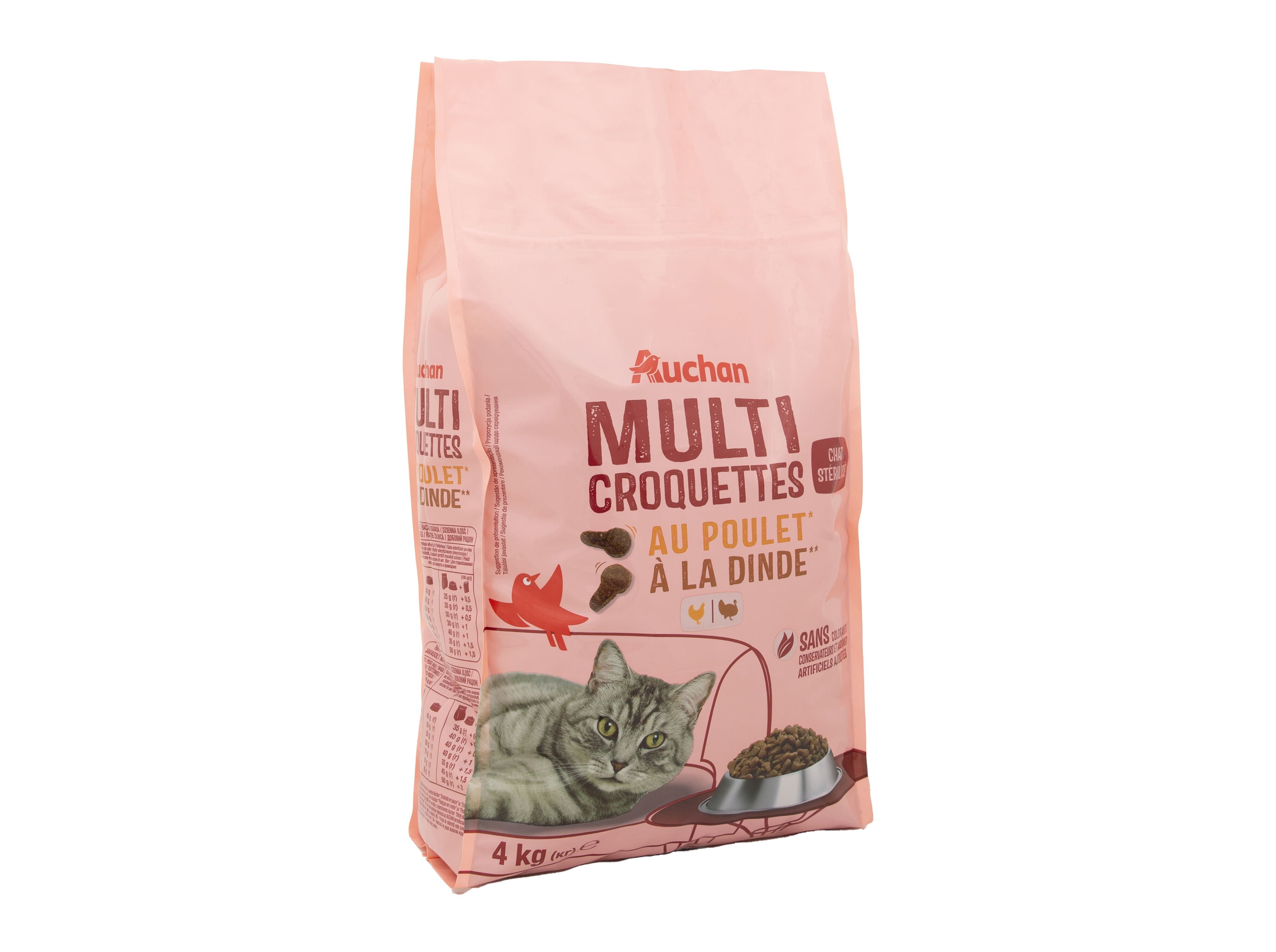 RA&Ccedil;&Atilde;O PARA GATO AUCHAN ESTERILIZADO COM FRANGO E COM PERU 4KG image number 1