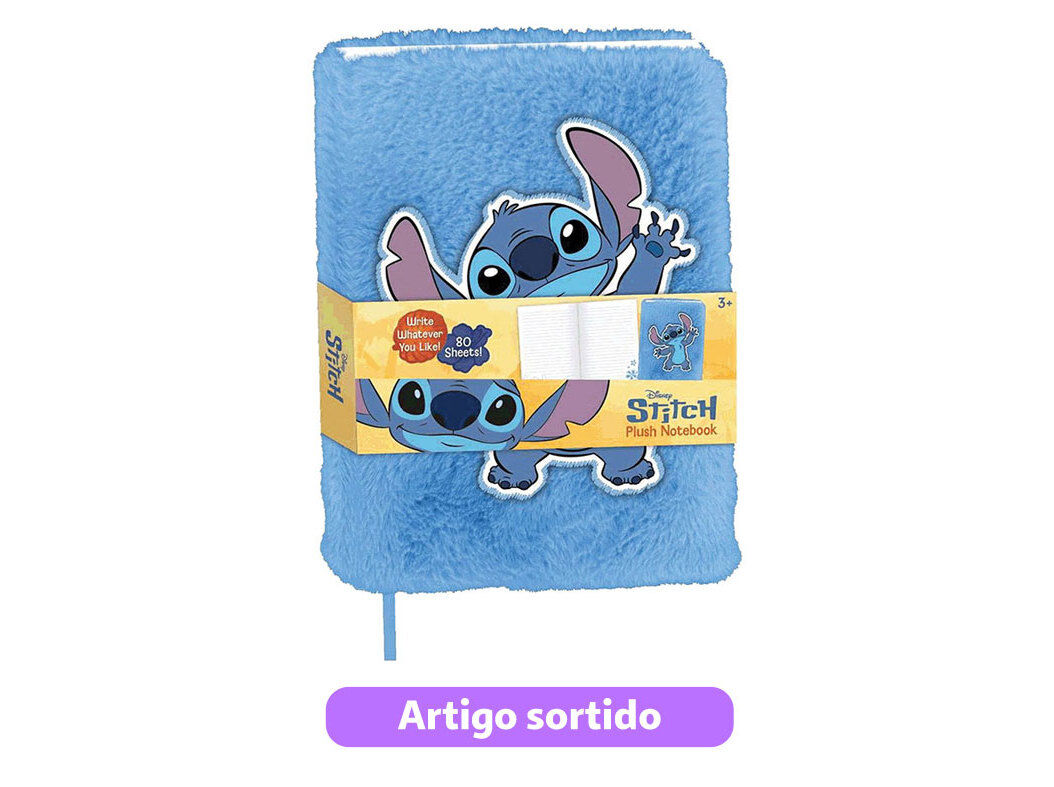 CADERNO DE PELUCIA STITCH A5 80 FOLHAS PAUTADO CORES SORTIDAS