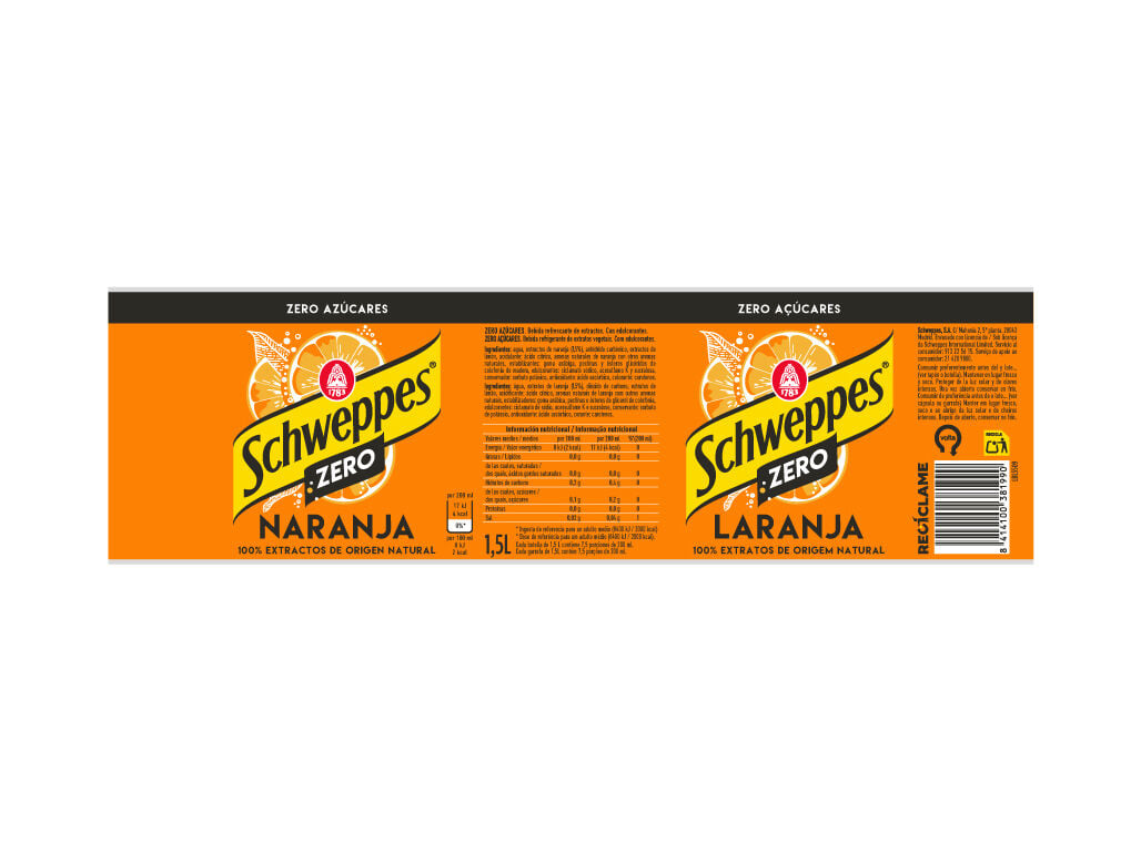 REFRIGERANTE C/ G&Aacute;S SCHWEPPES LARANJA ZERO 1.5L (SDR) image number 1