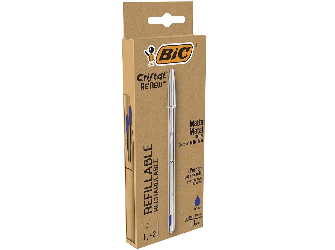 ESFEROGR&Aacute;FICA CRISTAL BIC RE'NEW AZUL 1 UNIDADE + 2 RECARGAS image number 1