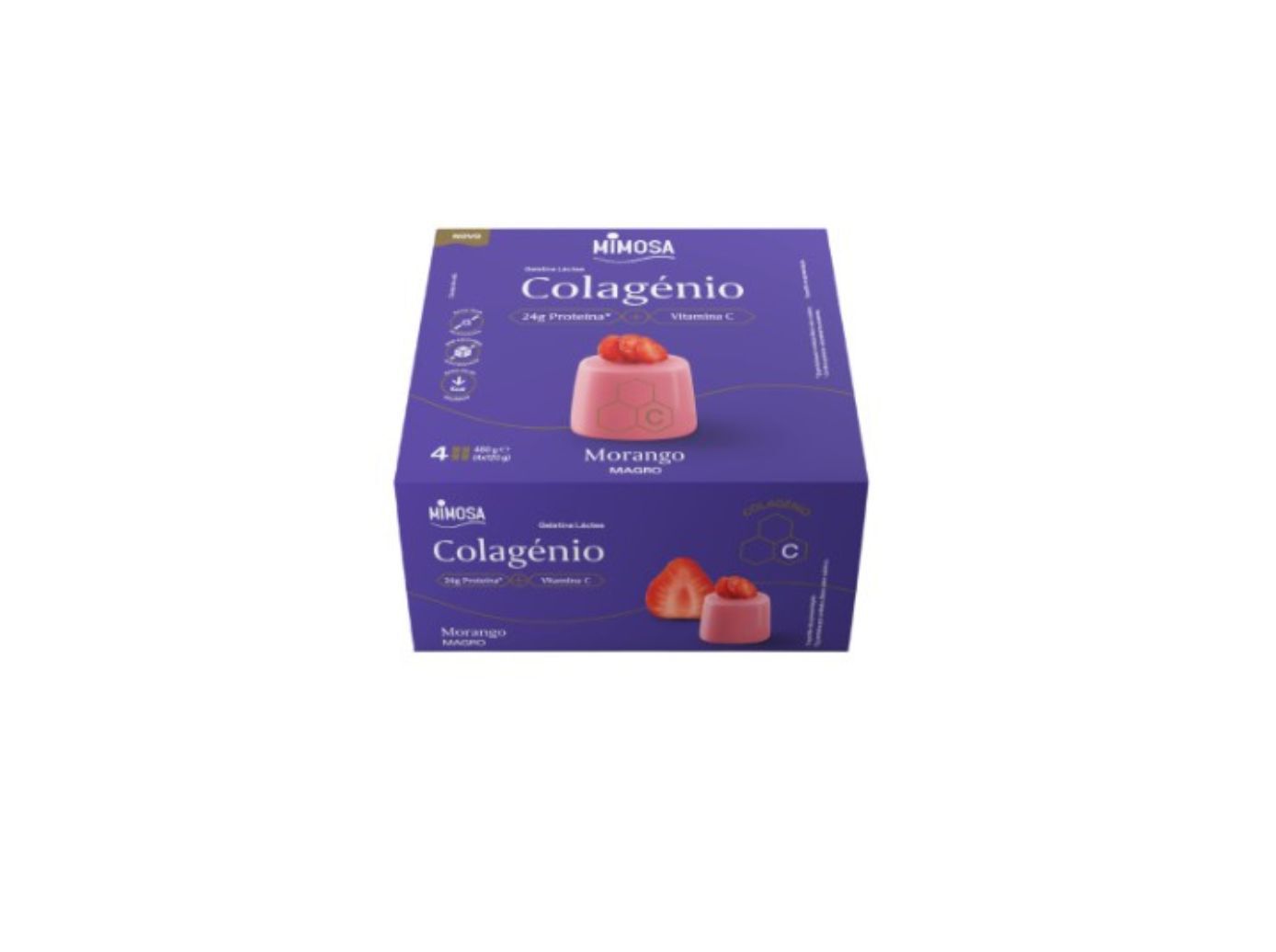 GELATINA COM IOGURTE MIMOSA MORANGO COM COLAG&Eacute;NIO 4X120G