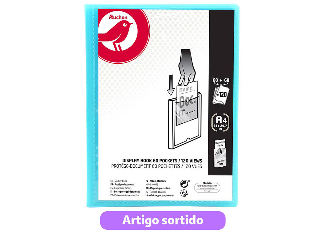 PORTF&Oacute;LIO AUCHAN A4 60+60 BOLSAS CORES SORTIDAS image number 5