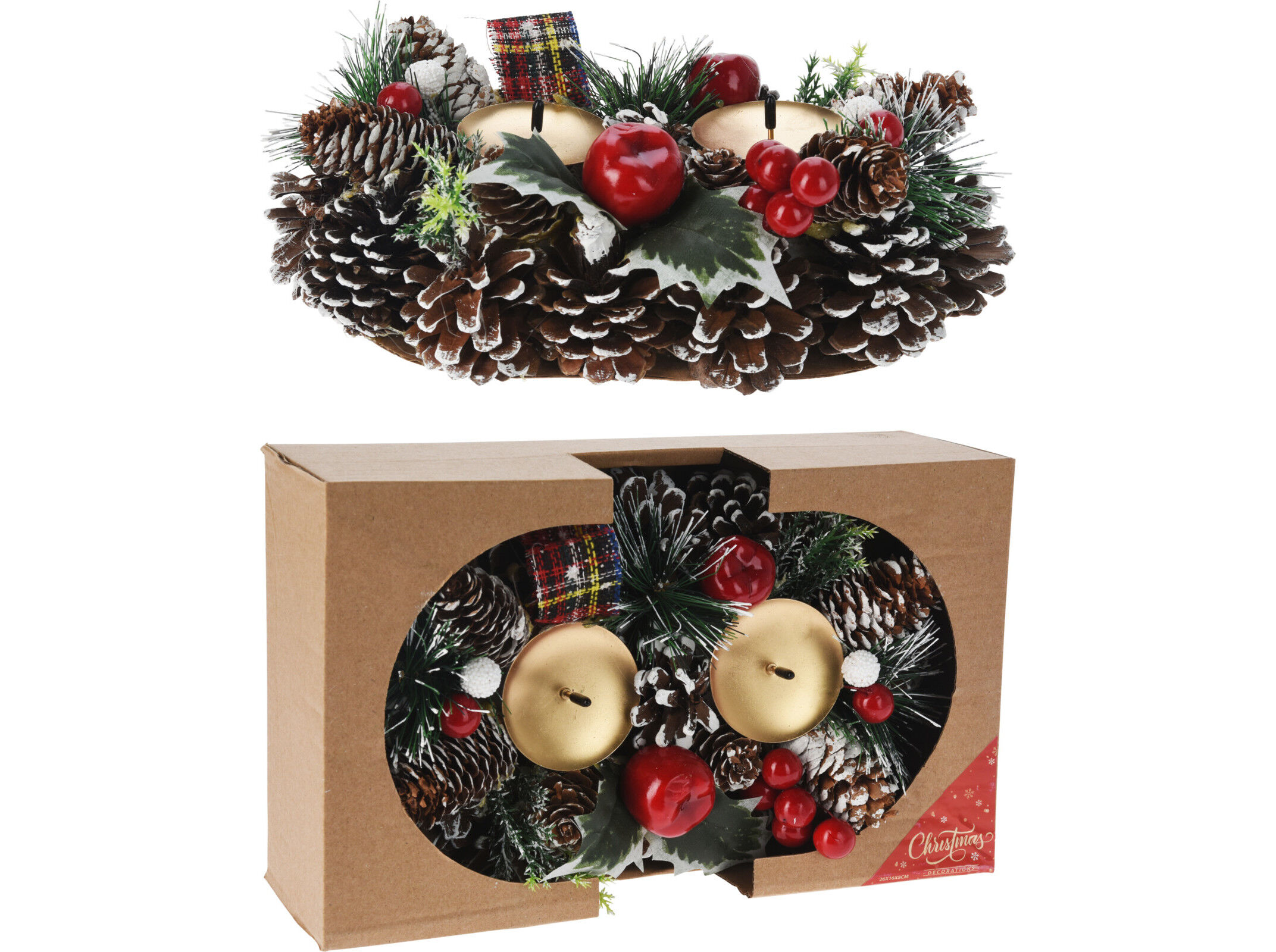 COROA COM 2 VELAS 26X16X8CM image number 1