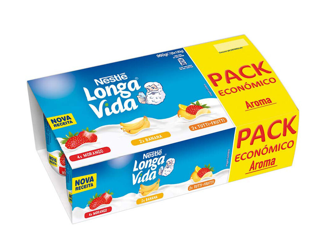 IOGURTE LONGA VIDA AROMA PACK ECON&Oacute;MICO 3 SABORES 8X120G