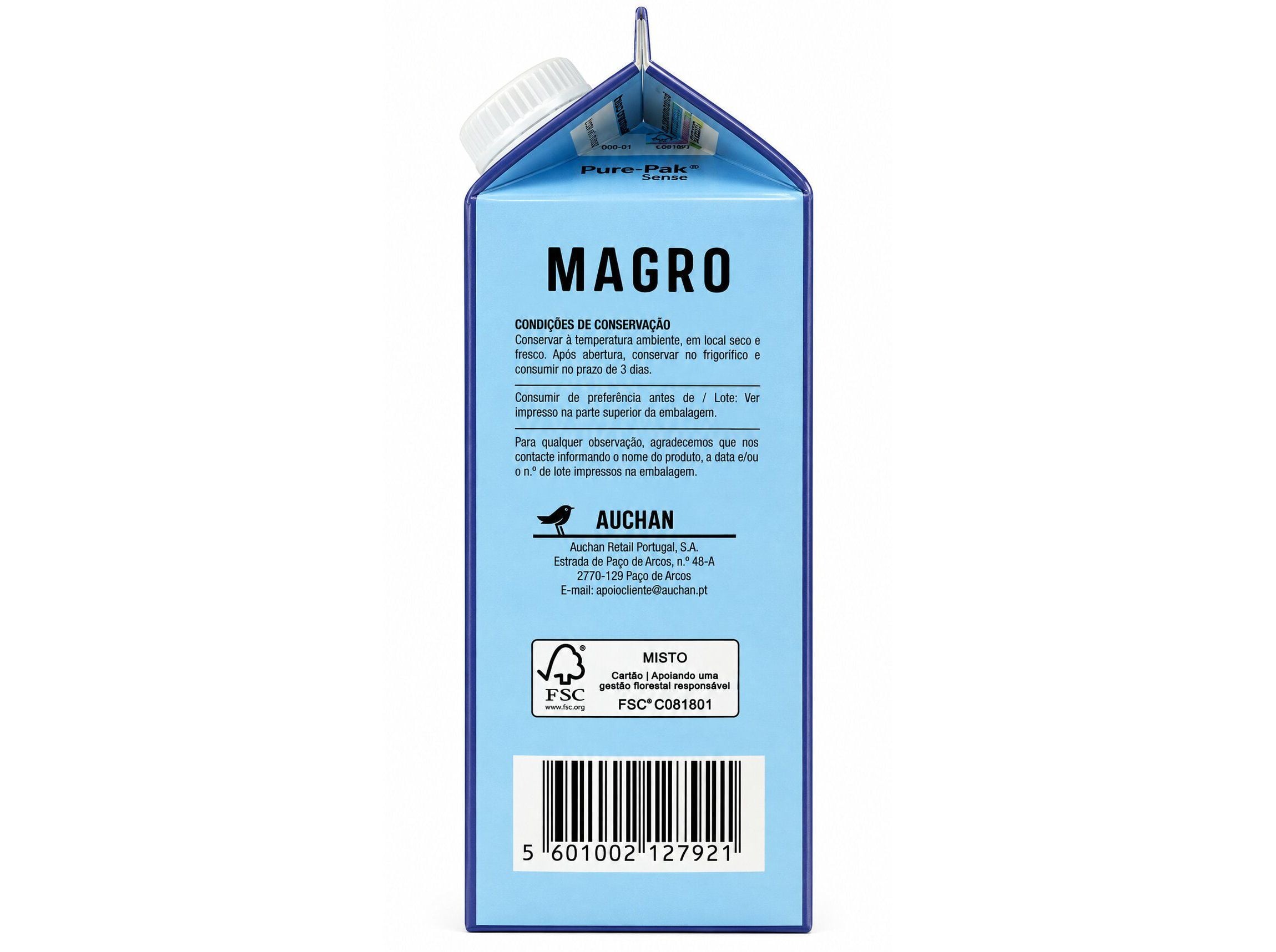 LEITE UHT SEM LACTOSE AUCHAN MAGRO 1L image number 1
