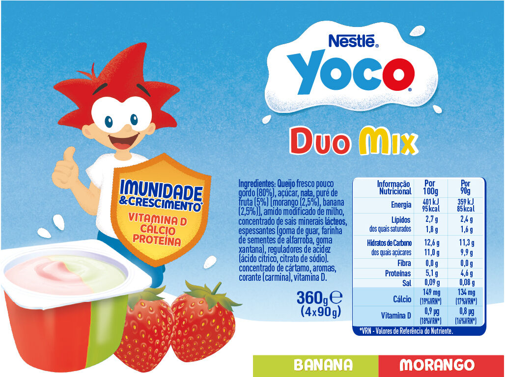 INFANTIL YOCO DUO MIX MORANGO E BANANA 4X90G image number 1