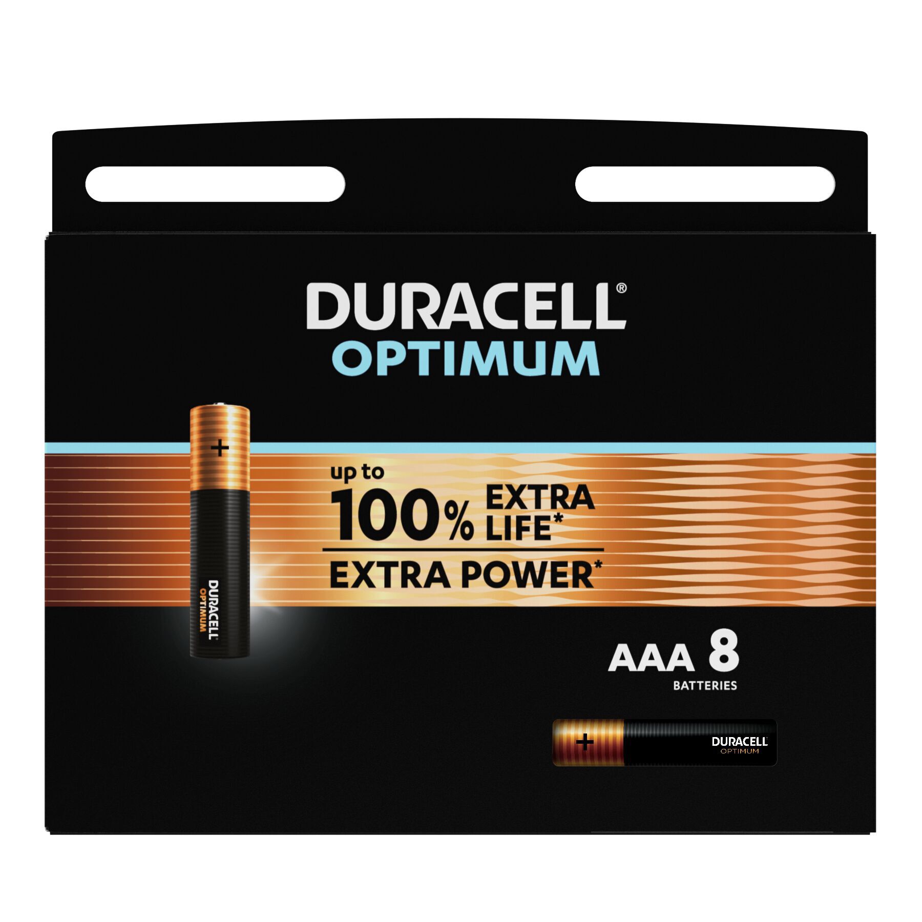PILHA ALCALINA DURACELL OPTIMUM AAA PACK 8 UNIDADES image number 1