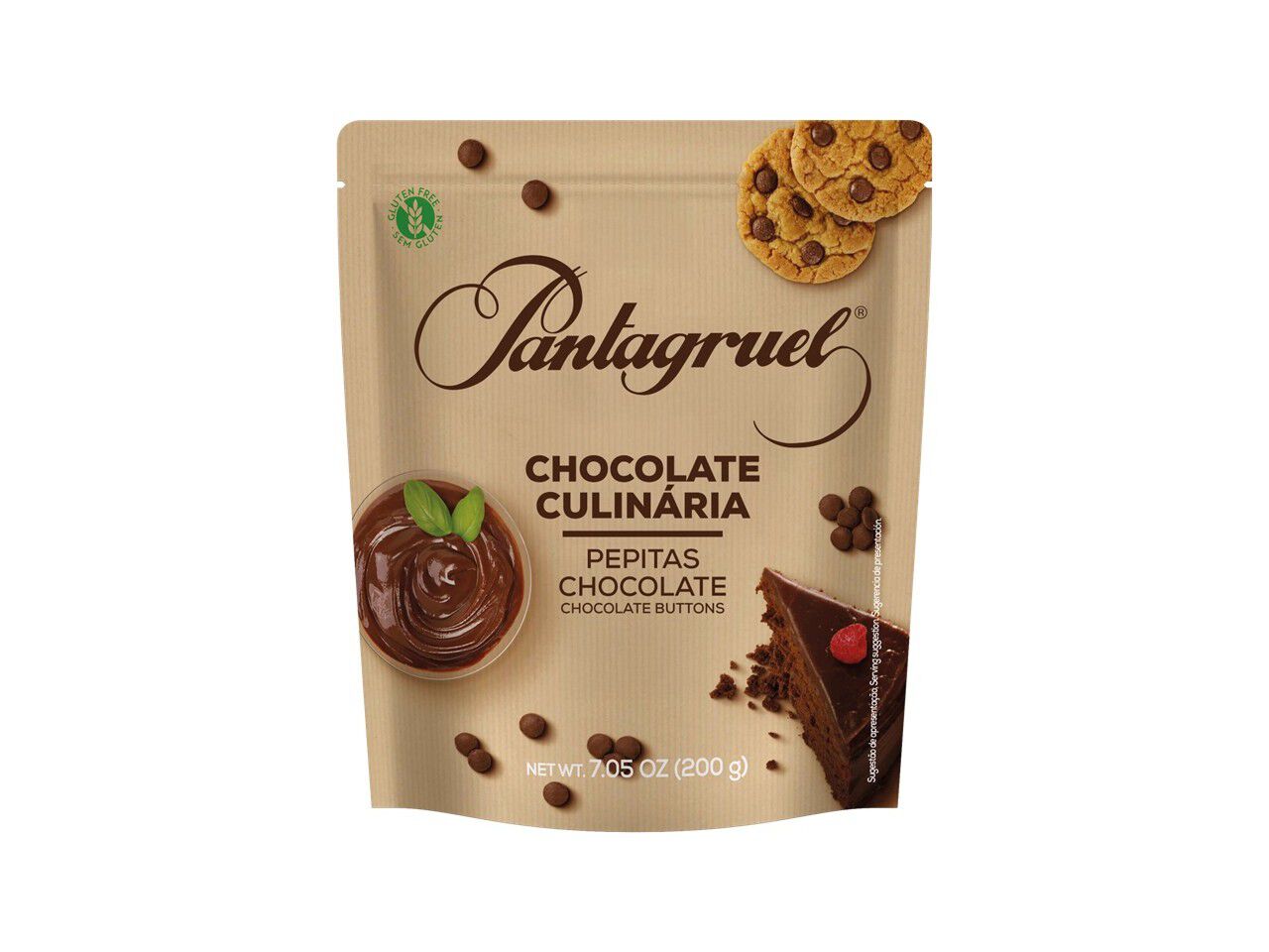 PASTILHAS PANTAGRUEL CHOCOLATE 43%CACAU PARA CULIN&Aacute;RIA 200G image number 1