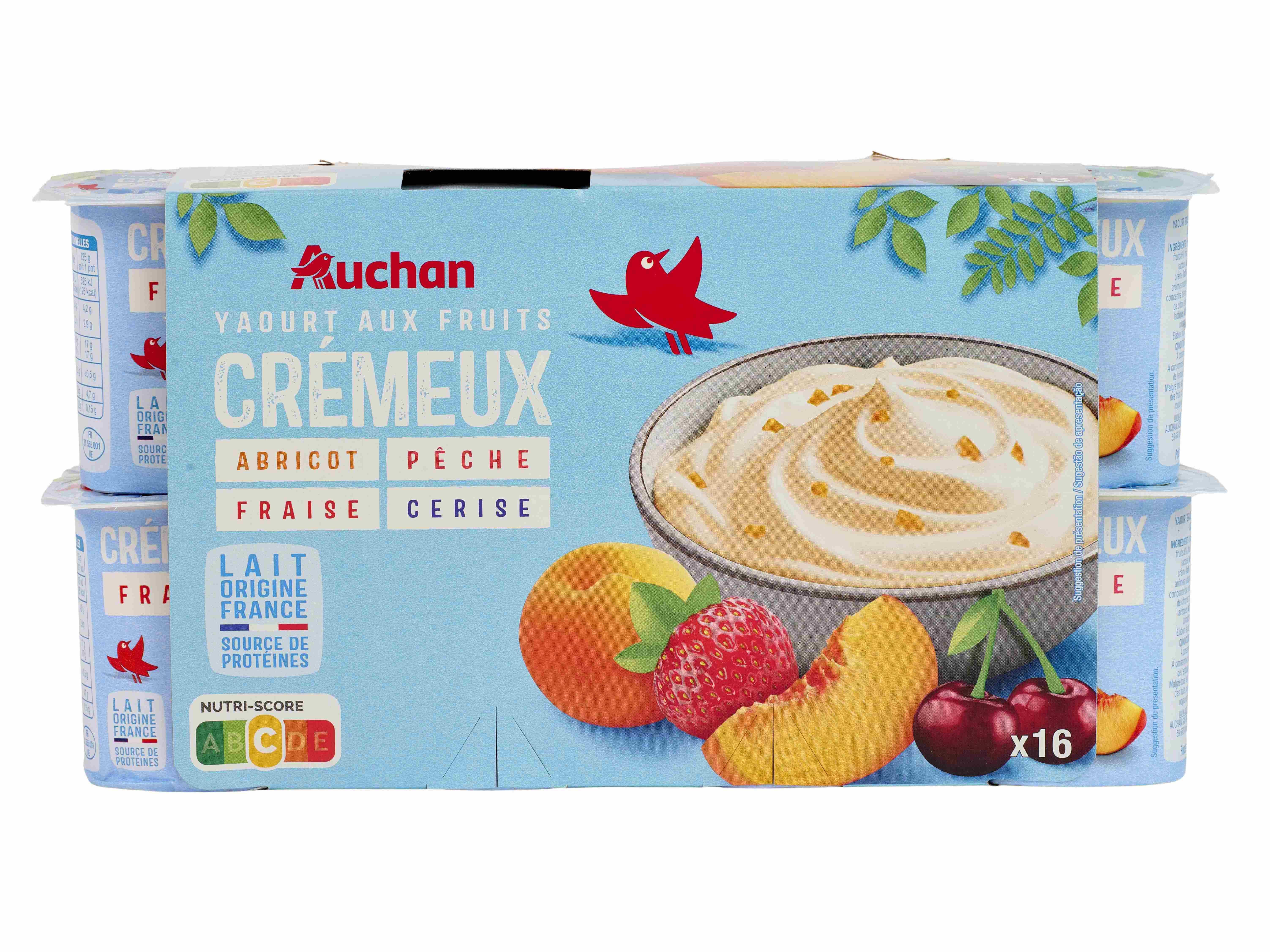 IOGURTE CREMOSO AUCHAN COM PEDA&Ccedil;OS MIX FRUTAS 16X125G image number 0