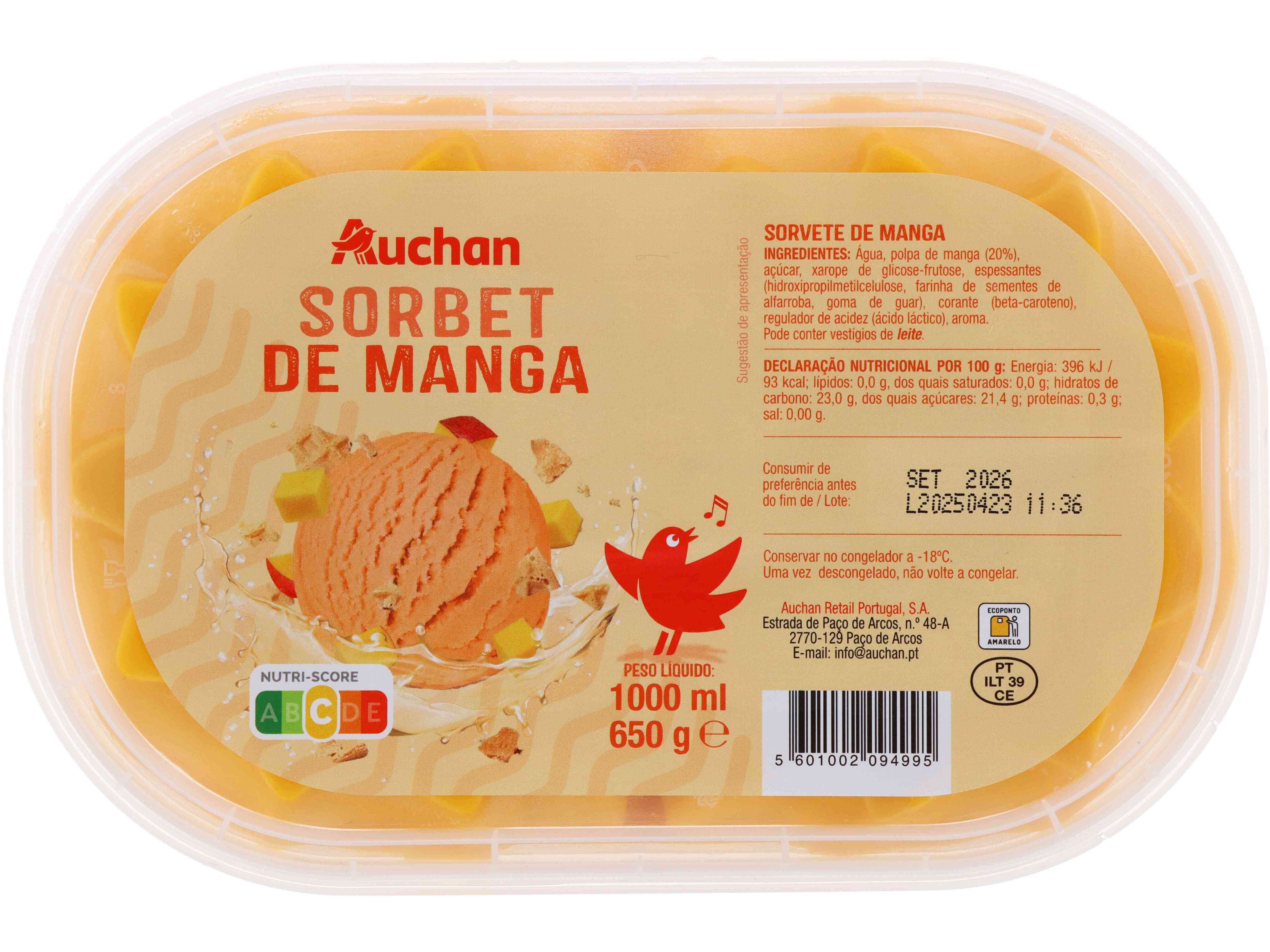 SORBET AUCHAN DE MANGA 1L