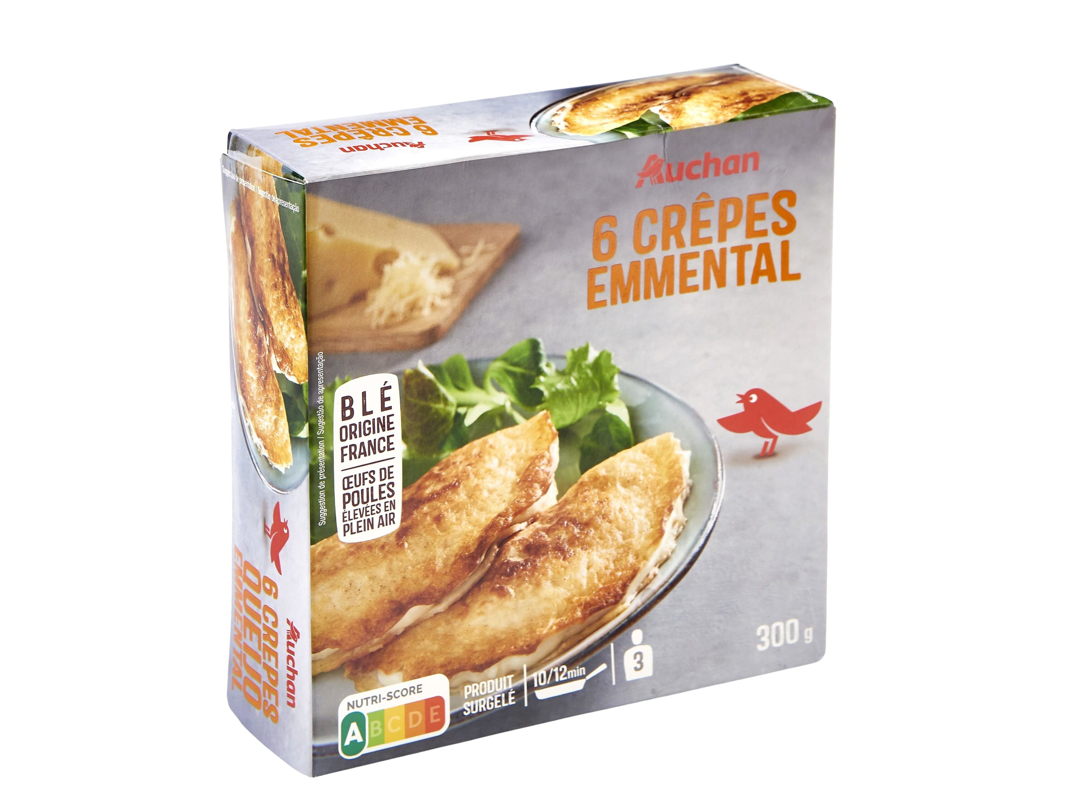 CREPES AUCHAN QUEIJO EMMENTAL 6UN 300G image number 1