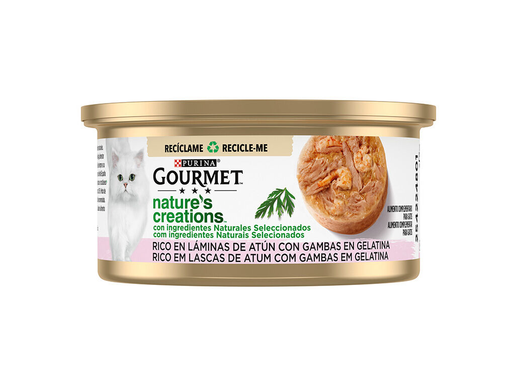 COMIDA H&Uacute;MIDA GATO GOURMET NATURE ATUM/GAMBAS 70G image number 0