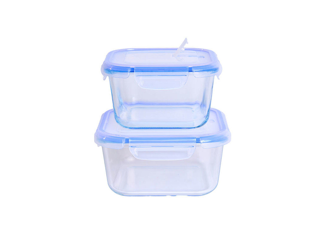 CONJ 2 CAIXAS HERM&Eacute;TICA ACTUEL VIDRO QUADRADAS image number 0