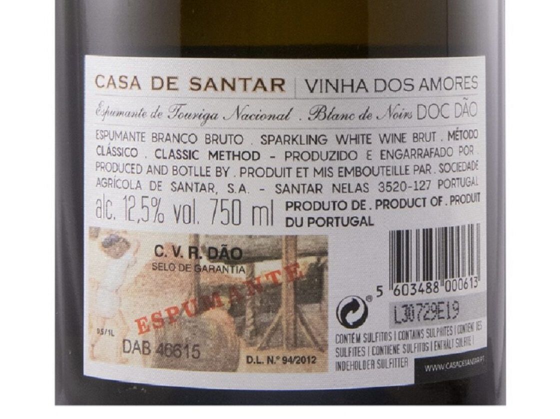 ESPUMANTE CASA DE SANTAR VINHA DOS AMORES BRUTO 0.75L image number 1