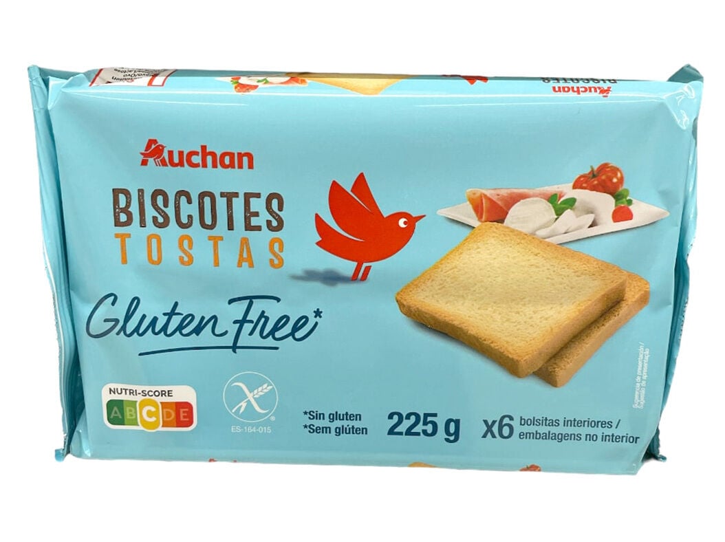 TOSTAS AUCHAN SEM GL&Uacute;TEN 225G image number 0