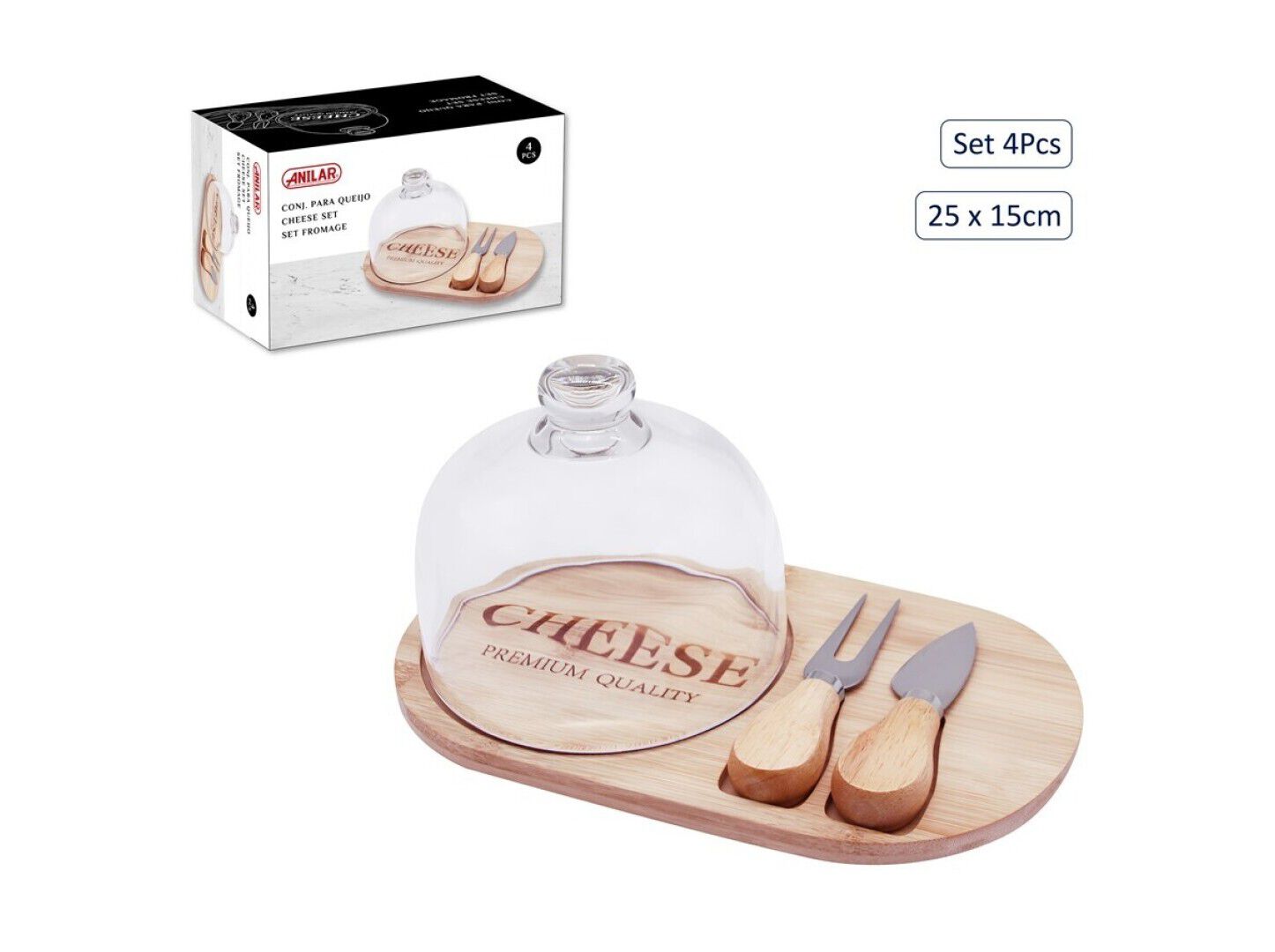 CONJUNTO 4 PE&Ccedil;AS PARA QUEIJO ANILAR 25X15CM image number 0