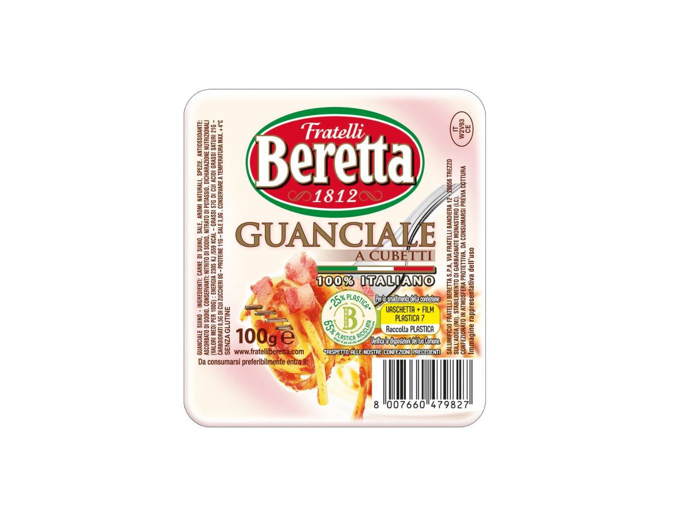GUANCIALE AOS CUBOS BERETTA 100 G image number 0